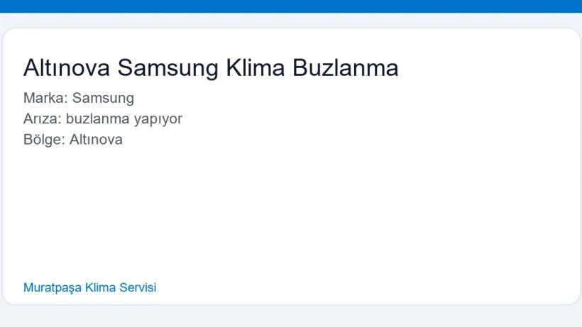 Altınova Samsung Klima Buzlanma - Muratpaşa Klima Servisi hero