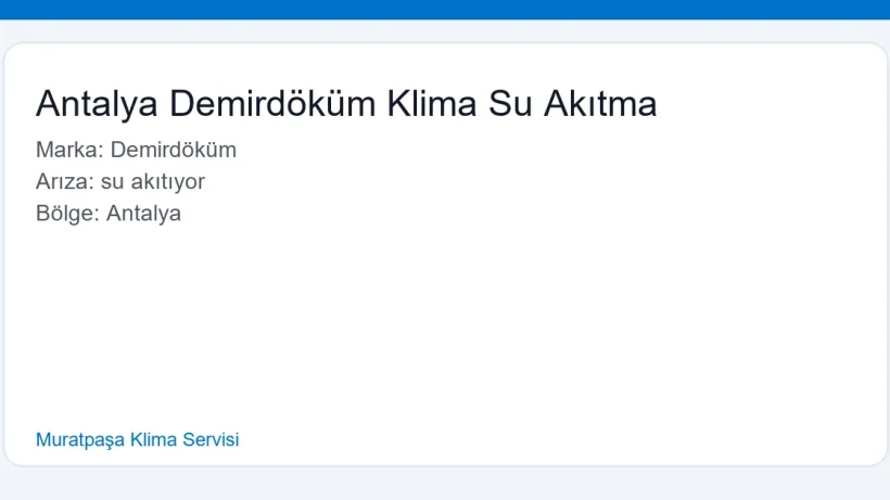 Antalya Demirdöküm Klima Su Akıtma - Muratpaşa Klima Servisi hero