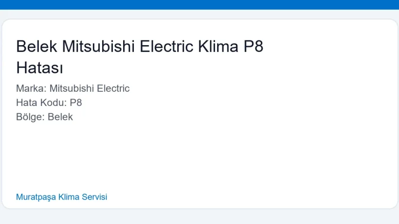 Belek Mitsubishi Electric Klima P8 Hatası - Muratpaşa Klima Servisi hero