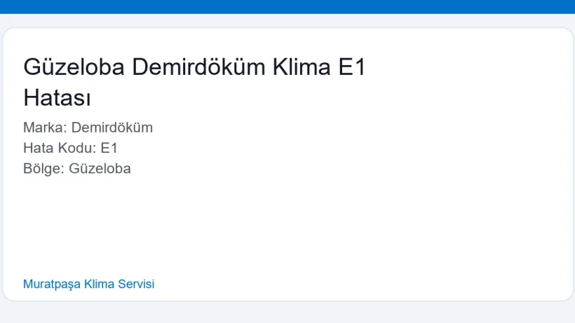 Güzeloba Demirdöküm Klima E1 Hatası - Muratpaşa Klima Servisi hero