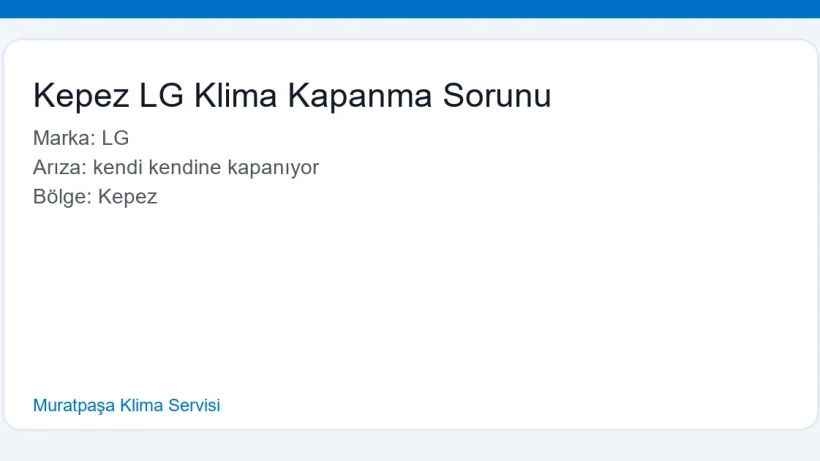 Kepez LG Klima Kapanma Sorunu - Muratpaşa Klima Servisi hero