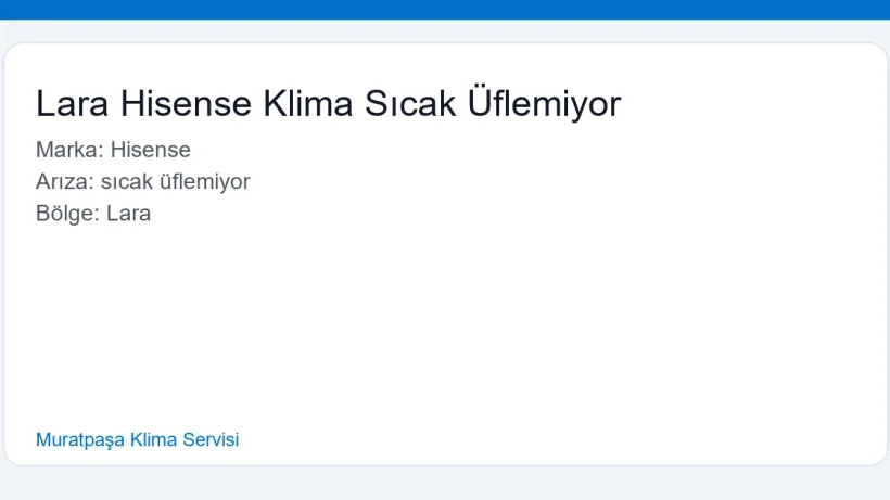 Lara Hisense Klima Sıcak Üflemiyor - Muratpaşa Klima Servisi hero